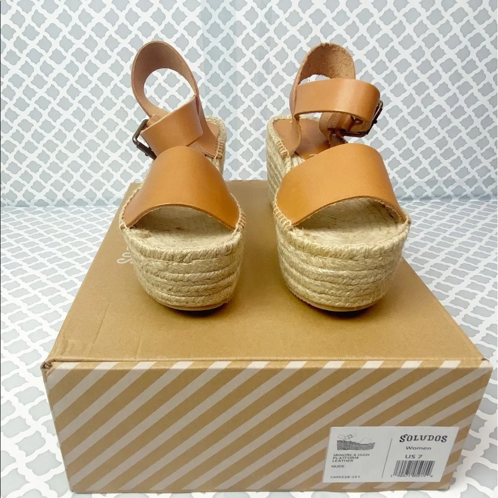 NIB Soludos Minorca High Platform Leather Sandal
